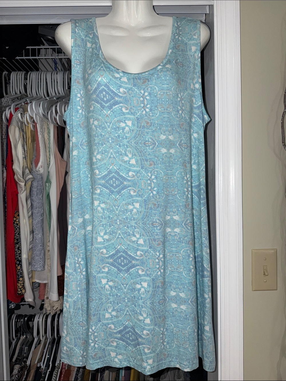 Simply Noelle Light Blue Paisley Print Mini Dress